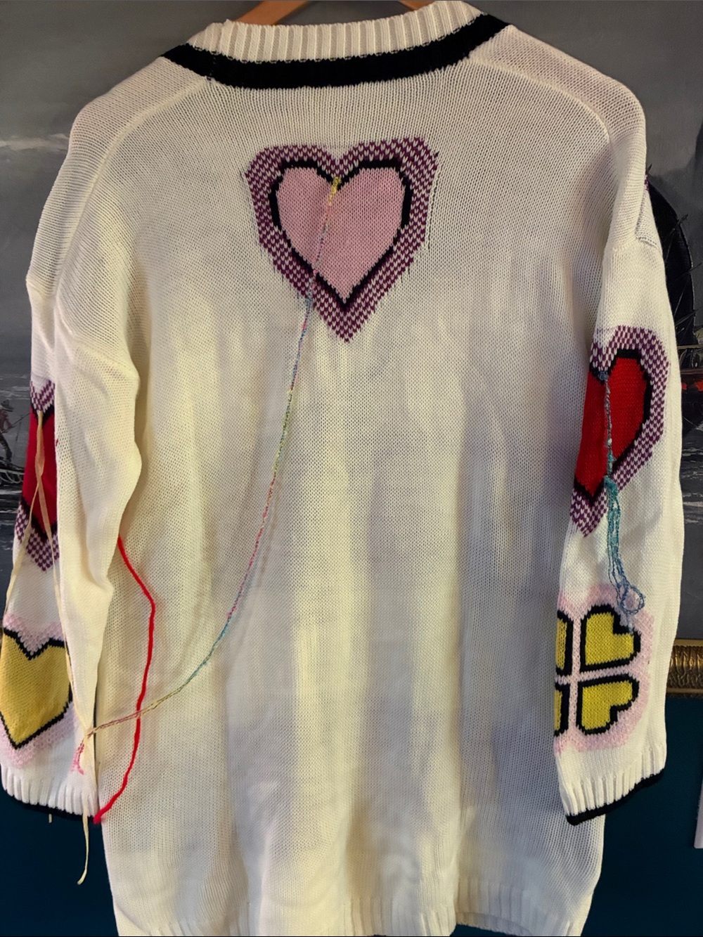 Karen Millen White Patchwork Heart & Letter Button Cardigan - Picture 8 of 12